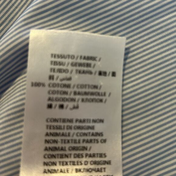 Gucci Light Blue Pinstriped Shirt Embroidered Flower pocket, Size 42 Preowned - Picture 10 of 11